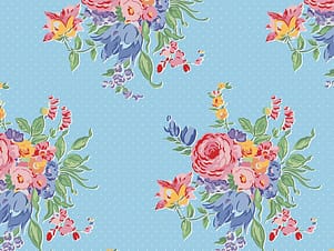 Cotton Fabric, 43"/44" Wide Dear Sweethearts in Floral Pindot Blue by Riley Blake Designs