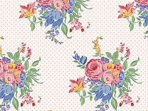 Cotton Fabric, 43"/44" Wide Dear Sweethearts in Floral Pindot Ivory by Riley Blake Designs
