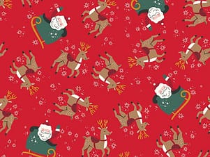 Cotton Fabric, 43"/44" Wide Flannel The North Pole in Reindeer Toss Tomato by Riley Blake