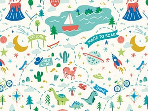 Cotton Fabric, 43"/44" Wide Brave Your Way in Adventure Awaits Cloud by Riley Blake Designs