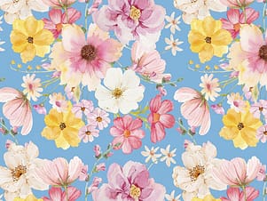 Cotton Fabric, 43"/44" Wide Painted Petals in Main Blue by Lila Tueller by Riley Blake Designs