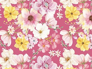 Cotton Fabric, 43"/44" Wide Painted Petals in Main Pink by Lila Tueller by Riley Blake Designs