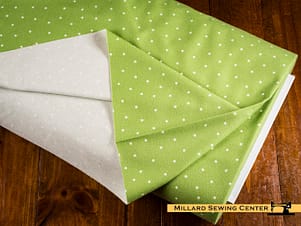 Cotton Flannel Fabric, 43"/44" Wide Kimberbell Basics in Green/White Small Dot by Maywood Studio