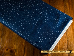 Cotton Fabric, 44″/45″ Wide Kimberbell Basics in Navy Tiny Dots by Maywood Studio