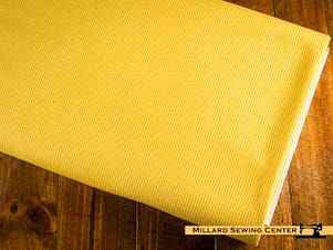 Cotton Fabric, 44″/45″ Wide Kimberbell Basics in Yellow Perforated Stripes by Maywood Studio