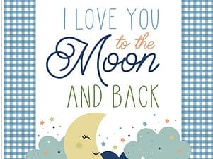 Cotton Fabric, 43"/44" Wide Flannel Love You to the Moon and Back in Panel Blue by Riley Blake Designs