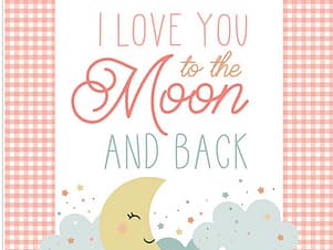 Cotton Fabric, 43"/44" Wide Flannel Love You to the Moon and Back in Panel Coral by Riley Blake Designs