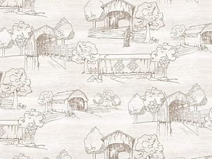 Cotton Fabric, 107/108" Wide Back Covered Bridges in Spring Toile White by Riley Blake Designs