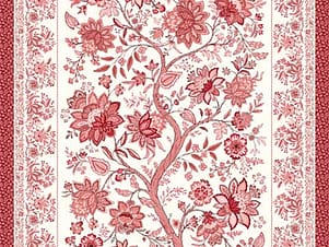 Cotton Fabric, 44" Bordeaux - Antiques Roadshow in Tree of Life Panel Cream Red by Northcott Fabrics