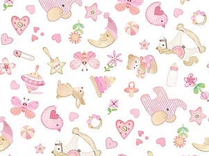 Cotton Fabric, 44" Lullaby in Girls Pink by Northcott Fabrics