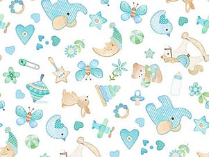Cotton Fabric, 44" Lullaby in Feature Boys Blue by Northcott Fabrics