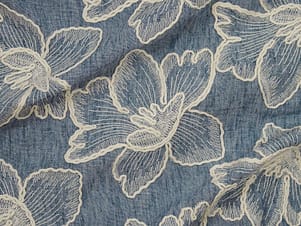 Denim Fabric, Posatino Flora 49" in Dark Denim by Telio