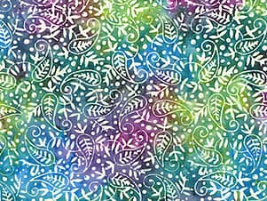 Cotton Fabric, 44" Jasmine Jewels in Vine Citrus Green by Banyan Batiks