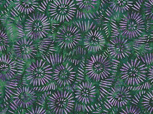 Cotton Fabric, 44" Jasmine Jewels in Daisy Forest Green by Banyan Batiks