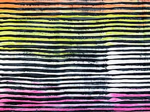 Cotton Fabric, 44" Paint Box in Stripe Black by Banyan Batiks