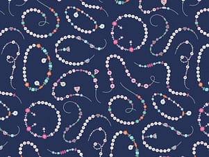 Cotton Fabric, 44" Friendship Bracelet Club in Friendship Bracelet Navy by Camelot Fabrics
