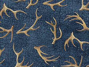 Cotton Fabric, 44" Naturescapes in Antlers Dark Blue Multi by Northcott Fabrics