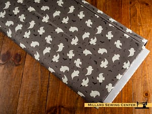 Cotton Fabric, 43"/44" Wide Frank and Friends in Ghosts Charcoal Glow in the Dark by Riley Blake