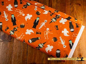 Cotton Fabric, 43"/44" Wide Frank and Friends in Main Orange by Riley Blake
