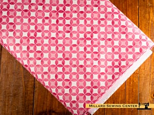 Cotton Fabric, 43"/44" Wide Painted Petals in Geo Circles Pink by Lila Tueller by Riley Blake Designs