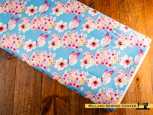 Cotton Fabric, 43"/44" Wide Painted Petals in Main Blue by Lila Tueller by Riley Blake Designs