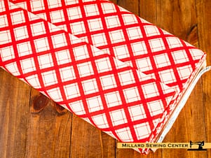 Cotton Fabric, 44" Hen House Collection in Tiny Plaid Red by Camelot Fabrics