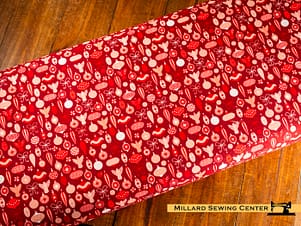 Cotton Fabric, 43"/44" Wide Nutcracker Tradition in Adorn the Tree Berry by Riley Blake