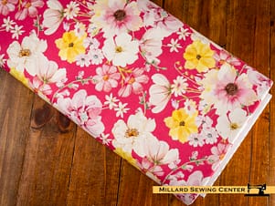 Cotton Fabric, 43"/44" Wide Painted Petals in Main Pink by Lila Tueller by Riley Blake Designs