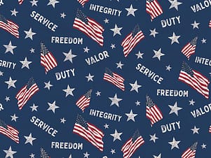 Cotton Fabric, 43"/44" Wide Valor is Never Forgotten in Main Blue by Riley Blake Designs