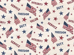 Cotton Fabric, 43"/44" Wide Valor is Never Forgotten in Main Cream by Riley Blake Designs