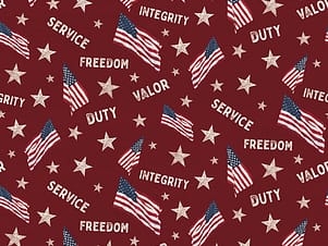 Cotton Fabric, 43"/44" Wide Valor is Never Forgotten in Main Red by Riley Blake Designs
