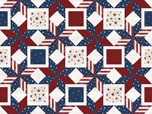 Cotton Fabric, 43"/44" Wide Valor is Never Forgotten in Quilt Blocks Multi by Riley Blake Designs