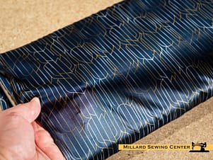 Apparel Fabric, 58/60" Satin in Art Deco Navy by Riley Blake Designs