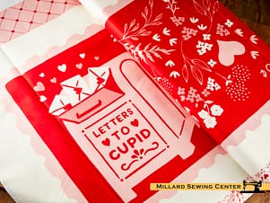 Cotton Fabric, 44" My Mind's Eye in Letters to Cupid Panel Multi by Riley Blake Fabrics