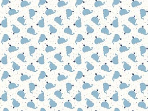 Cotton Fabric, 43"/44" Wide Flannel Love You to the Moon in Whales Powder by Riley Blake Designs
