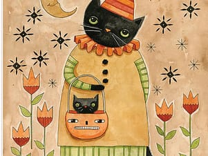 Cotton Fabric, 43"/44" Wide Spooky in Cat Panel by Riley Blake Designs