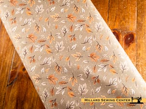 Cotton Fabric, 44" Pumpkins and Paws Collection in Witchy Leaves Grey by Camelot Fabrics