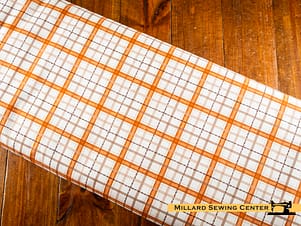 Cotton Fabric, 44" Pumpkins and Paws Collection in Harvest Plaid White by Camelot Fabrics