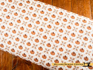 Cotton Fabric, 44" Pumpkins and Paws Collection in White Pumpkin Trellis by Camelot Fabrics