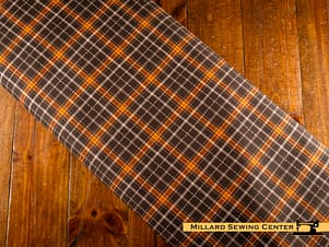 Cotton Fabric, 44" Pumpkins and Paws Collection in Harvest Plaid Charcoal by Camelot Fabrics