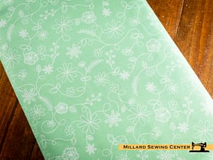 Cotton Fabric, 44″/45″ Wide Kimberbell Basics in Aqua Swirl Floral by Maywood Studio