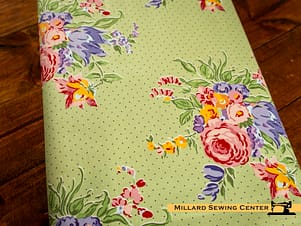 Cotton Fabric, 43"/44" Wide Dear Sweethearts in Floral Pindot Green by Riley Blake Designs