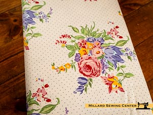 Cotton Fabric, 43"/44" Wide Dear Sweethearts in Floral Pindot Ivory by Riley Blake Designs