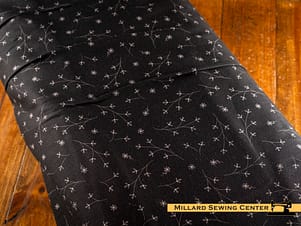Cotton Fabric, 108″ Wide Kimberbell Basics in Black Pretty Petals by Maywood Studio