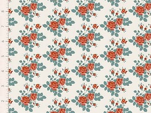 Cotton Fabric, 44″ Wide, Village Life- Myrtle Teal by Tilda