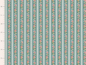 Cotton Fabric, 44″ Wide, Village Life- Agnes Teal by Tilda