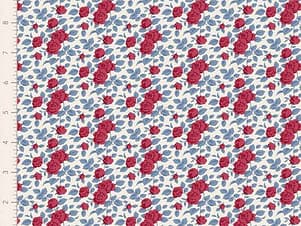 Cotton Fabric, 44″ Wide, Village Life- Margot Burgundy by Tilda