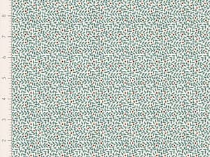 Cotton Fabric, 44″ Wide, Village Life- Lillian Teal by Tilda