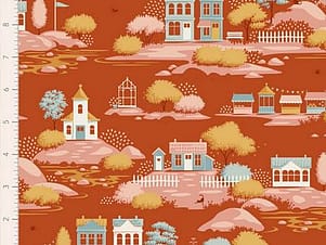 Cotton Fabric, 44″ Wide, Village Life- Village Rust by Tilda