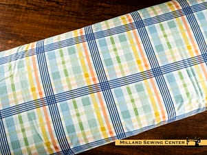 Cotton Fabric, 43"/44" Wide Flannel Love You to the Moon in Plaid Blue by Riley Blake Designs